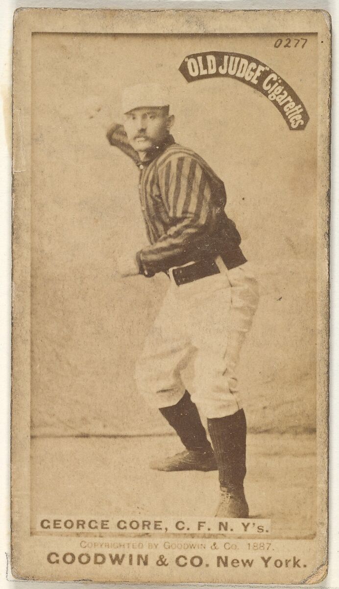 George F. "Piano Legs" Gore, Center Field, New York, from the Old Judge series (N172) for Old Judge Cigarettes, Issued by Goodwin &amp; Company, Albumen photograph 
