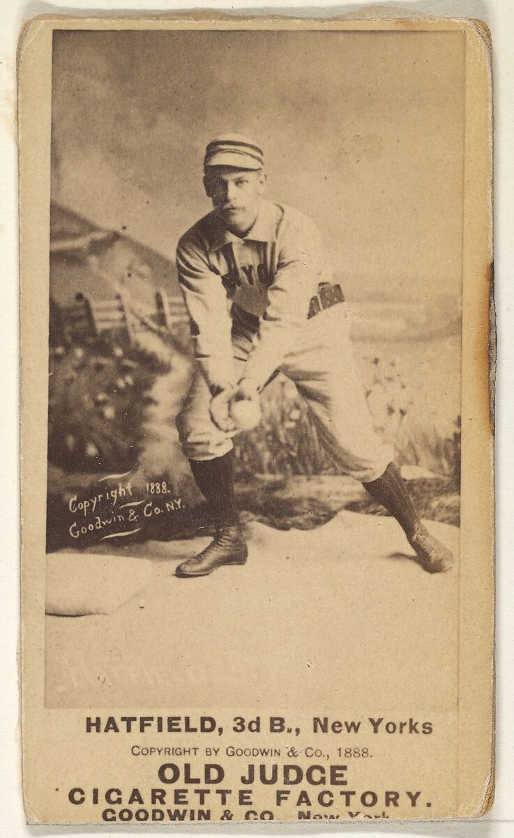Gil Hatfield, 3rd Base, New York, from the Old Judge series (N172) for Old Judge Cigarettes, Issued by Goodwin &amp; Company, Albumen photograph 