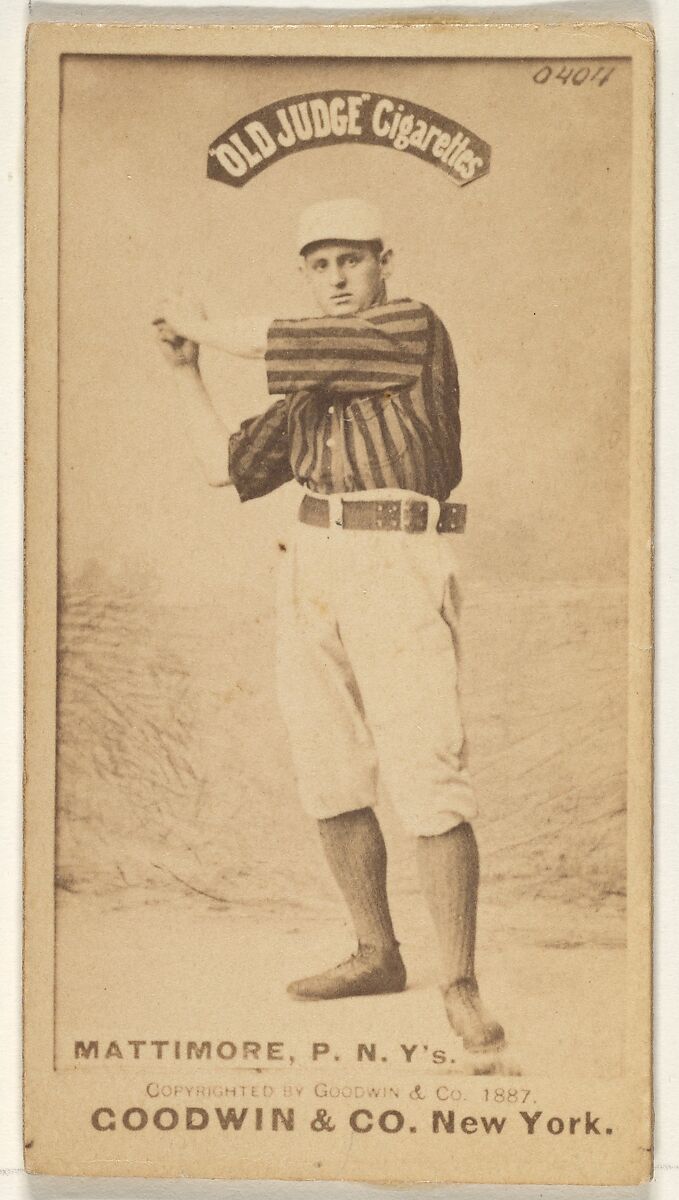 Michael "Mike" Joseph Mattimore, Pitcher, New York, from the Old Judge series (N172) for Old Judge Cigarettes, Issued by Goodwin &amp; Company, Albumen photograph 