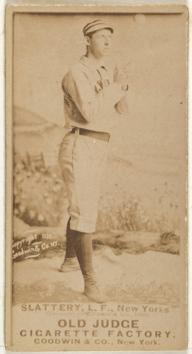 Michael J. Slattery, Left Field, New York, from the Old Judge series (N172) for Old Judge Cigarettes, Issued by Goodwin &amp; Company, Albumen photograph 