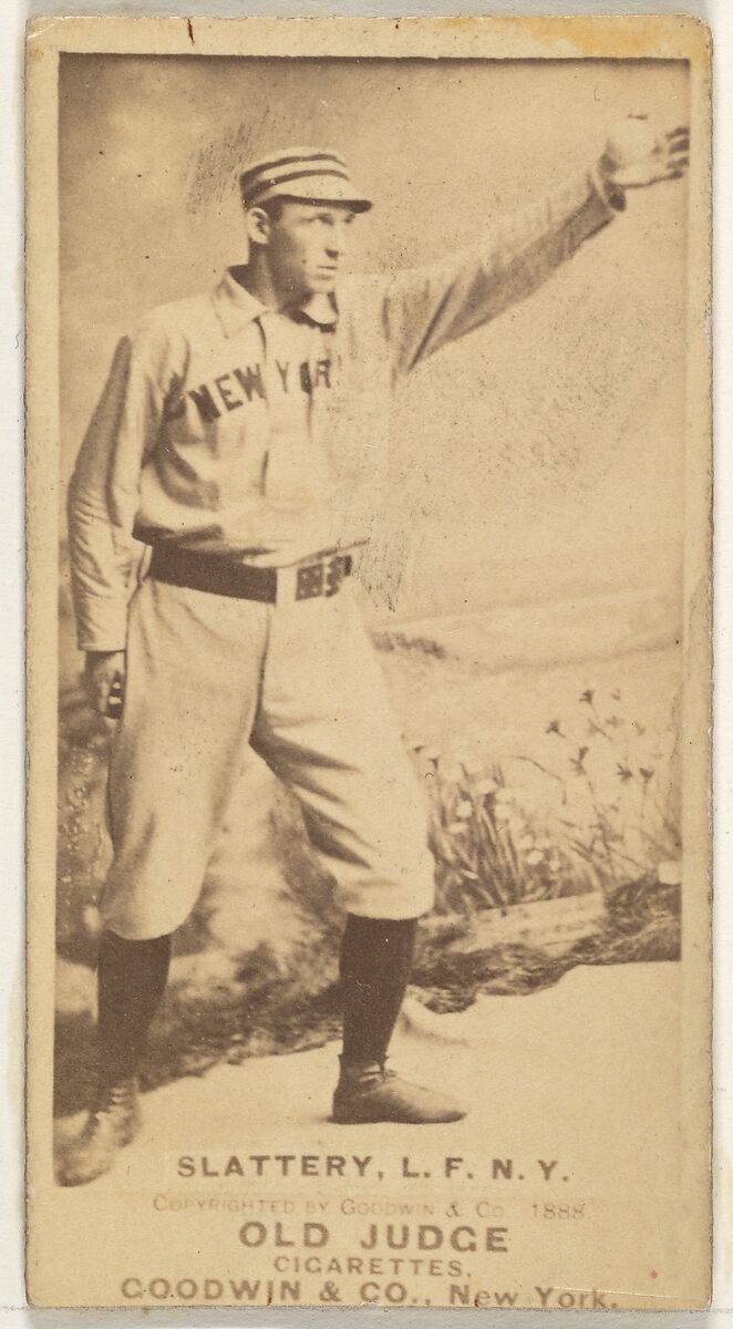 Michael J. Slattery, Left Field, New York, from the Old Judge series (N172) for Old Judge Cigarettes, Issued by Goodwin &amp; Company, Albumen photograph 