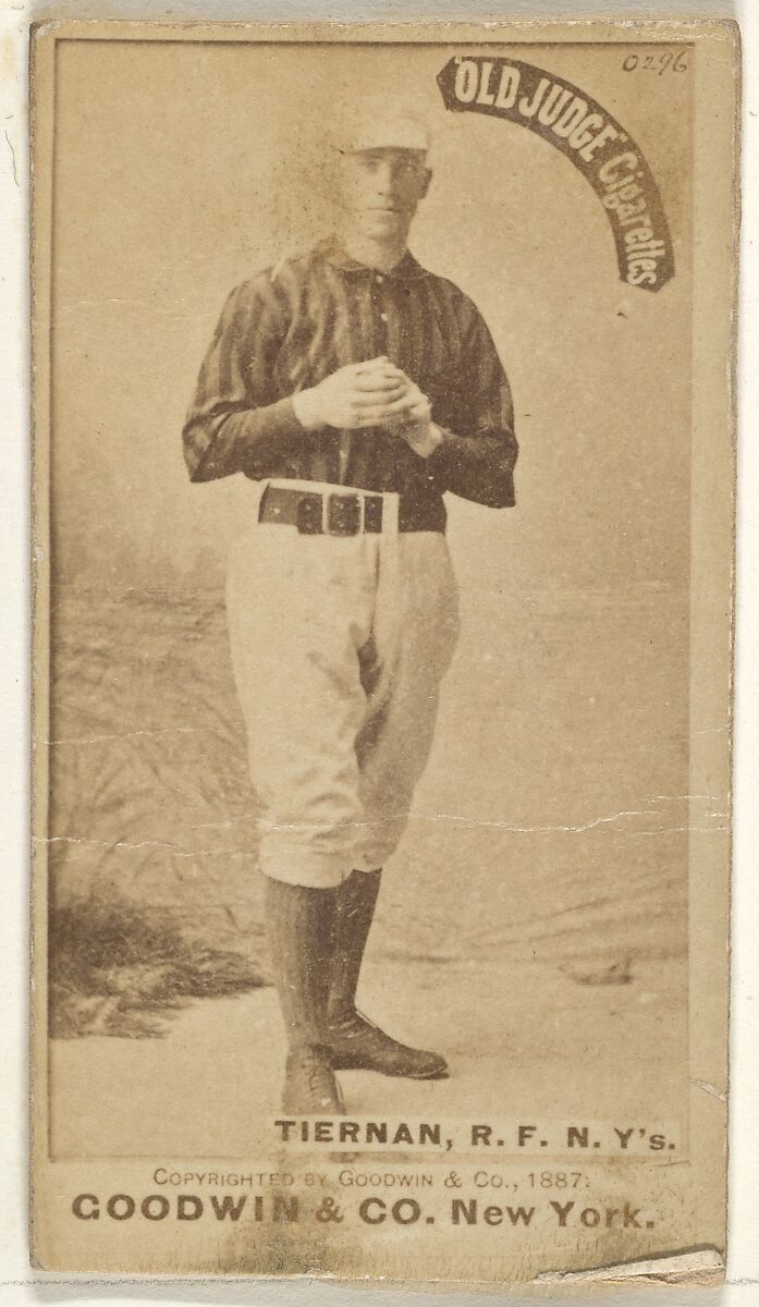 Michael "Silent Mike" Joseph Tiernan, Right Field, New York, from the Old Judge series (N172) for Old Judge Cigarettes, Issued by Goodwin &amp; Company, Albumen photograph 