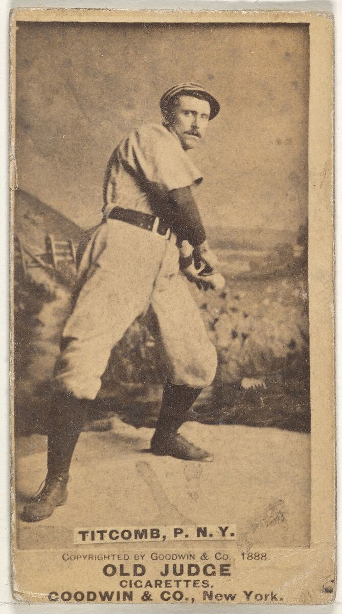 Ledell "Cannonball" Titcomb, Pitcher, New York, from the Old Judge series (N172) for Old Judge Cigarettes, Issued by Goodwin &amp; Company, Albumen photograph 