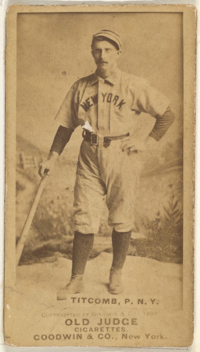 Ledell "Cannonball" Titcomb, Pitcher, New York, from the Old Judge series (N172) for Old Judge Cigarettes, Issued by Goodwin &amp; Company, Albumen photograph 