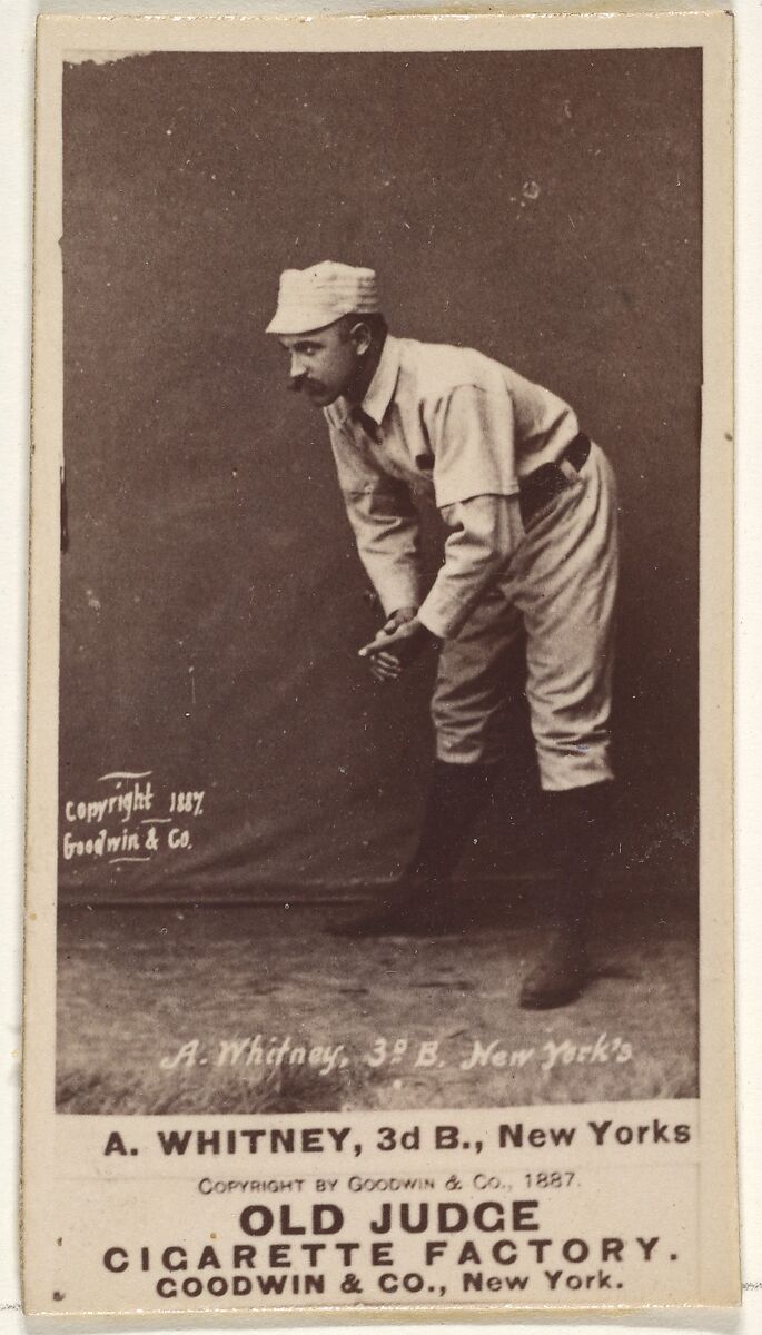 Arthur "Art" Wilson Whitney, 3rd Base, New York, from the Old Judge series (N172) for Old Judge Cigarettes, Issued by Goodwin &amp; Company, Albumen photograph 