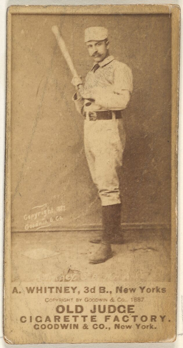 Arthur "Art" Wilson Whitney, 3rd Base, New York, from the Old Judge series (N172) for Old Judge Cigarettes, Issued by Goodwin &amp; Company, Albumen photograph 