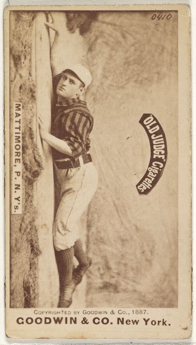 Michael "Mike" Joseph Mattimore, Pitcher, New York, from the Old Judge series (N172) for Old Judge Cigarettes, Issued by Goodwin &amp; Company, Albumen photograph 