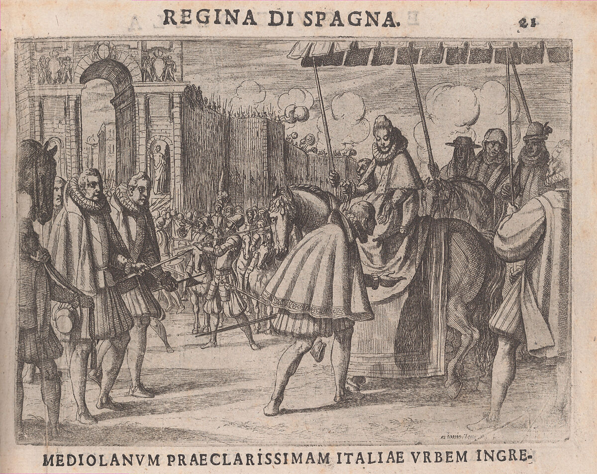 Triumphal Entry of Margaret of Austria into Milan, from The Life of Margaret of Austria, plate 10, Antonio Tempesta (Italian, Florence 1555–1630 Rome), Etching; first issue of two (Bartsch) 