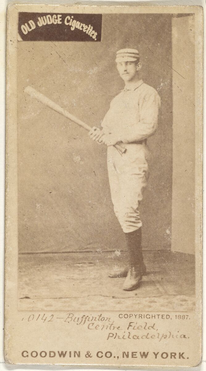 Charles G. Buffington, Center Field, Philadelphia, from the Old Judge series (N172) for Old Judge Cigarettes, Issued by Goodwin &amp; Company, Albumen photograph 