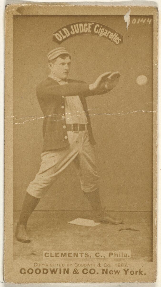 John J. "Jack" Clements, Catcher, Philadelphia, from the Old Judge series (N172) for Old Judge Cigarettes, Issued by Goodwin &amp; Company, Albumen photograph 