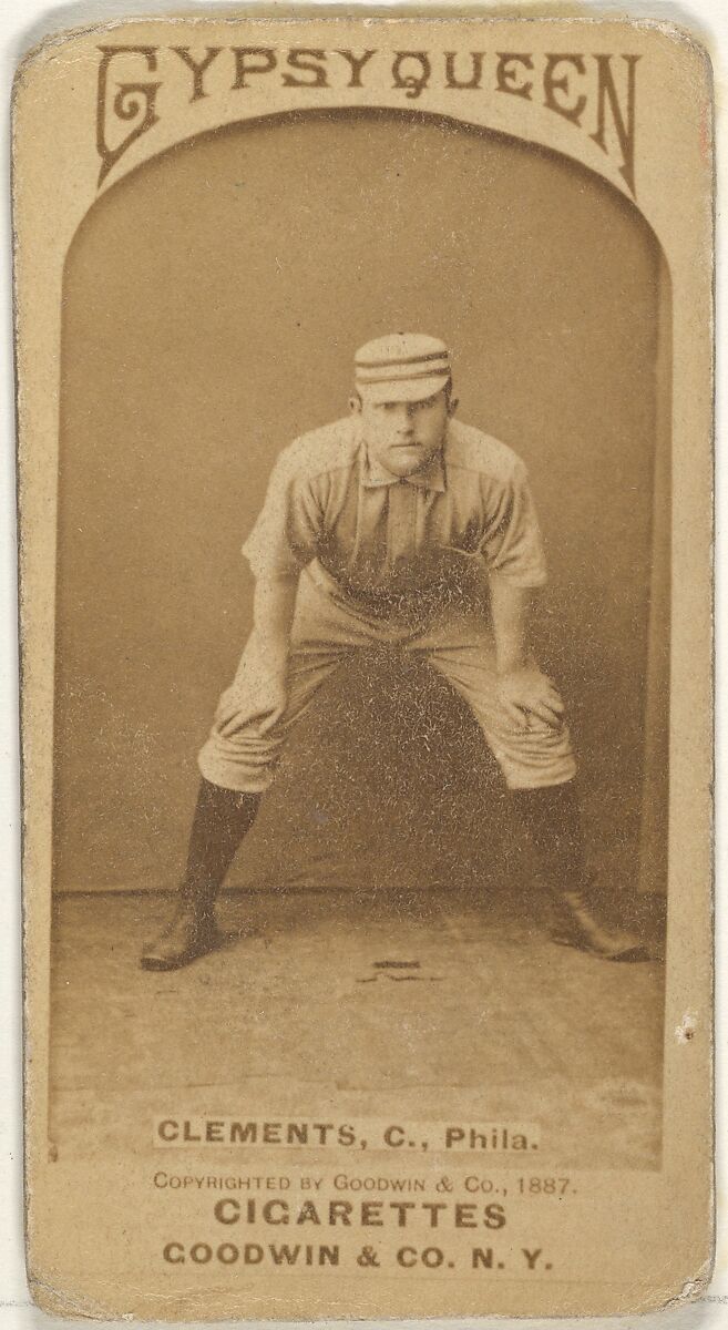 John J. "Jack" Clements, Catcher, Philadelphia, from the Old Judge series (N172) for Old Judge and Gypsy Queen Cigarettes, Issued by Goodwin &amp; Company, Albumen photograph 