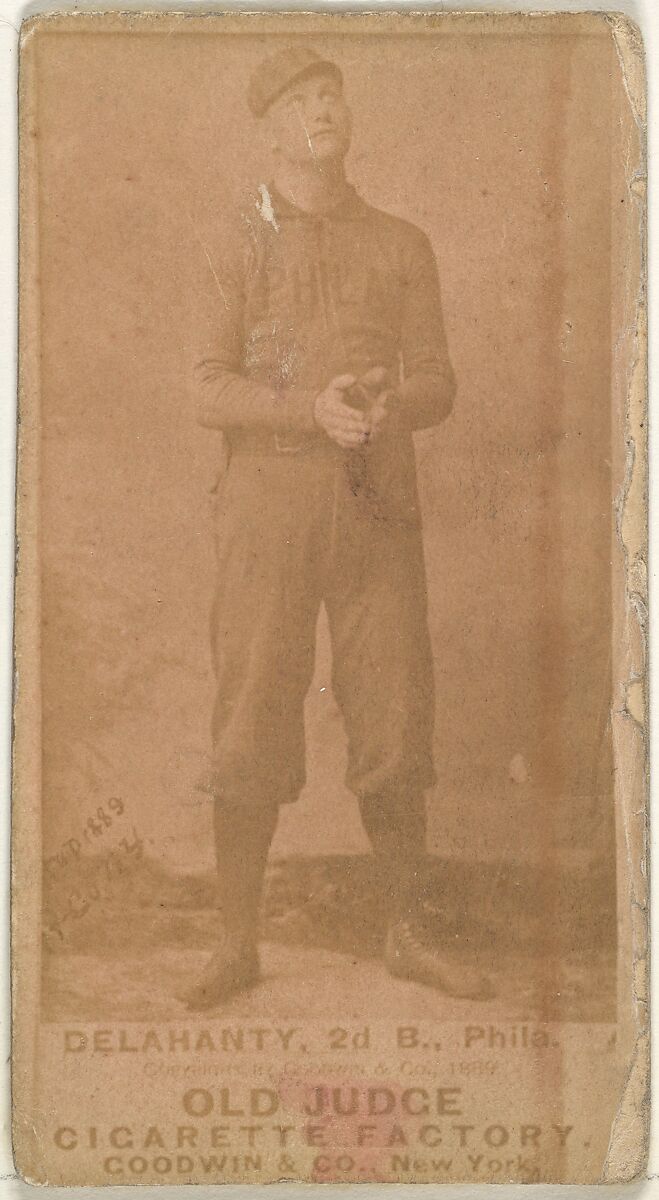 Edward James "Big Ed" Delahanty, 2nd Base, Philadelphia, from the Old Judge series (N172) for Old Judge Cigarettes, Issued by Goodwin &amp; Company, Albumen photograph 