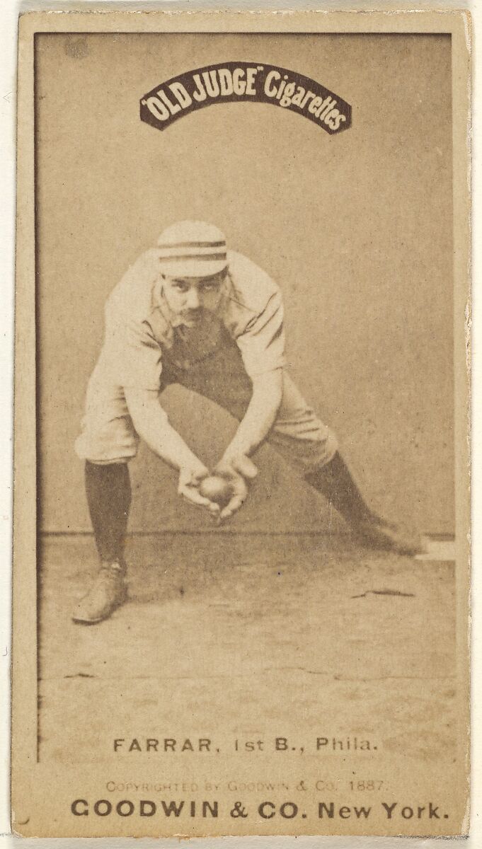 Sidney Douglas Farrar, 1st Base, Philadelphia, from the Old Judge series (N172) for Old Judge Cigarettes, Issued by Goodwin &amp; Company, Albumen photograph 