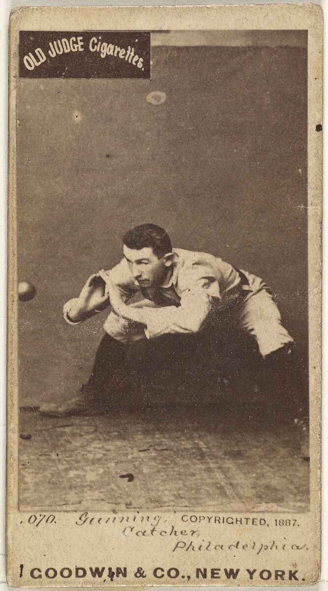Thomas Francis Gunning, Catcher, Philadelphia, from the Old Judge series (N172) for Old Judge Cigarettes, Issued by Goodwin &amp; Company, Albumen photograph 