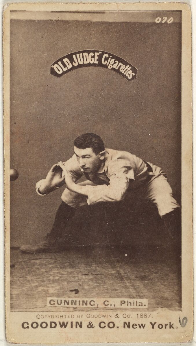 Thomas Francis Gunning, Catcher, Philadelphia, from the Old Judge series (N172) for Old Judge Cigarettes, Issued by Goodwin &amp; Company, Albumen photograph 