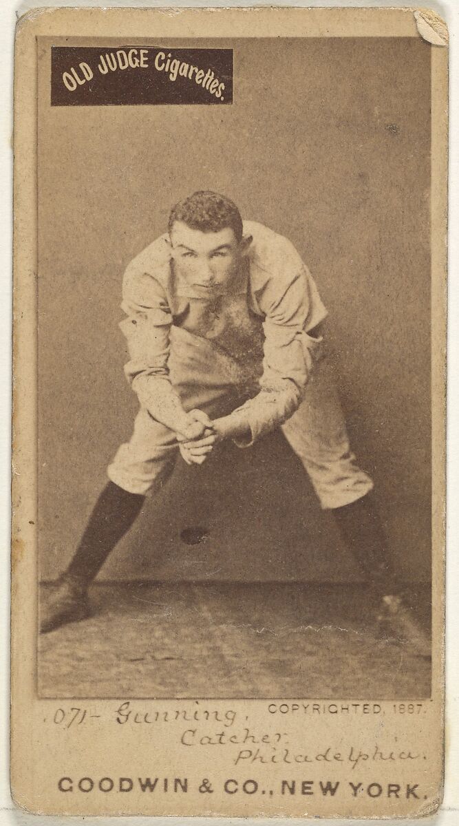 Thomas Francis Gunning, Catcher, Philadelphia, from the Old Judge series (N172) for Old Judge Cigarettes, Issued by Goodwin &amp; Company, Albumen photograph 