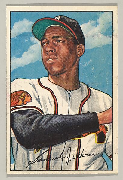 Sam Jethroe, Outfielder, Boston Braves, from Picture Cards, series 6 (R406-6) issued by Bowman Gum, Issued by Bowman Gum Company, Commercial color lithograph 