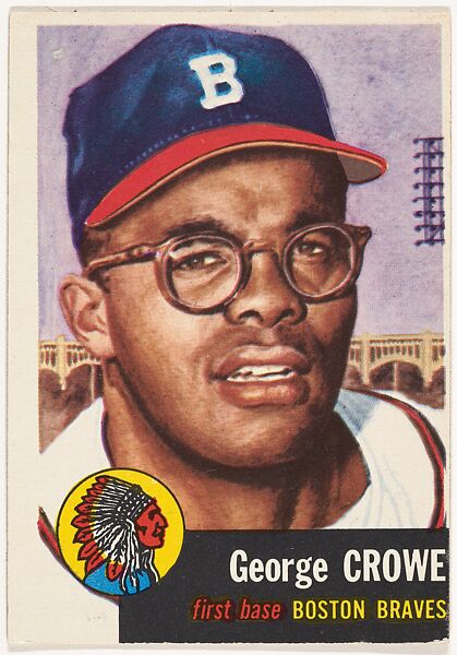 Card Number 3, George D. Crowe, First Base, Boston Braves, from the series Topps Dugout Quiz (R414-7), issued by Topps Chewing Gum Company, Issued by Topps Chewing Gum Company (American, Brooklyn), Commercial color lithograph