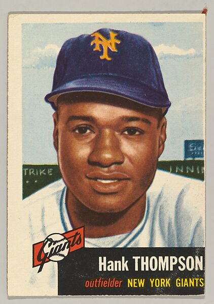 Card Number 20, Henry Thompson, Outfielder, New York Giants, from the series Topps Dugout Quiz (R414-7) issued by Topps Chewing Gum Company, Issued by Topps Chewing Gum Company (American, Brooklyn), Commercial color lithograph 