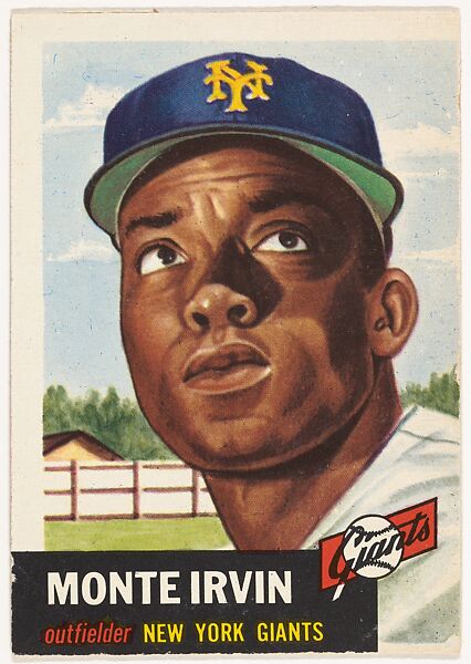 Card Number 62, Monte Irvin, Outfielder, New York Giants, from the series Topps Dugout Quiz (R414-7), issued by Topps Chewing Gum Company, Issued by Topps Chewing Gum Company (American, Brooklyn), Commercial color lithograph