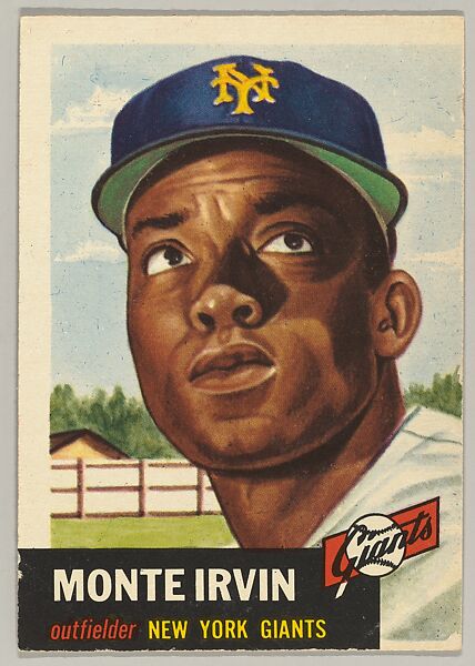 Card Number 62, Monte Irvin, Outfielder, New York Giants, from the series Topps Dugout Quiz (R414-7), issued by Topps Chewing Gum Company, Issued by Topps Chewing Gum Company (American, Brooklyn), Commercial color lithograph 