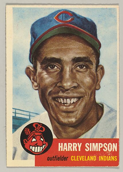Card Number 150, Harry Simpson, Outfielder, Cleveland Indians, from the series Topps Dugout Quiz (R414-7), issued by Topps Chewing Gum Company, Issued by Topps Chewing Gum Company (American, Brooklyn), Commercial color lithograph 
