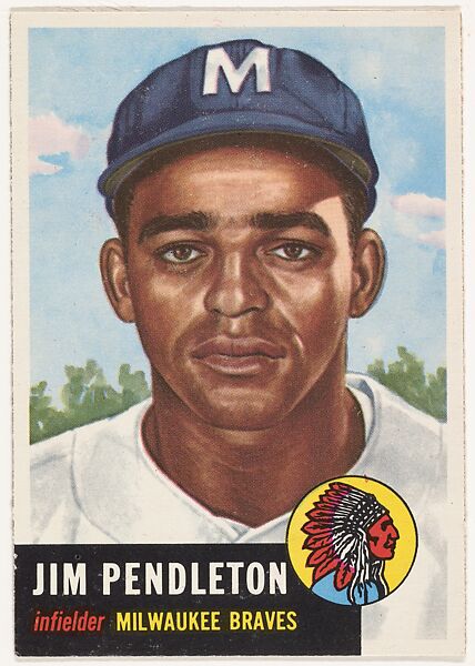 Card Number 185, Jim Pendleton, Infielder, Milwaukee Braves, from the series Topps Dugout Quiz (R414-7), issued by Topps Chewing Gum Company, Issued by Topps Chewing Gum Company (American, Brooklyn), Commercial color lithograph