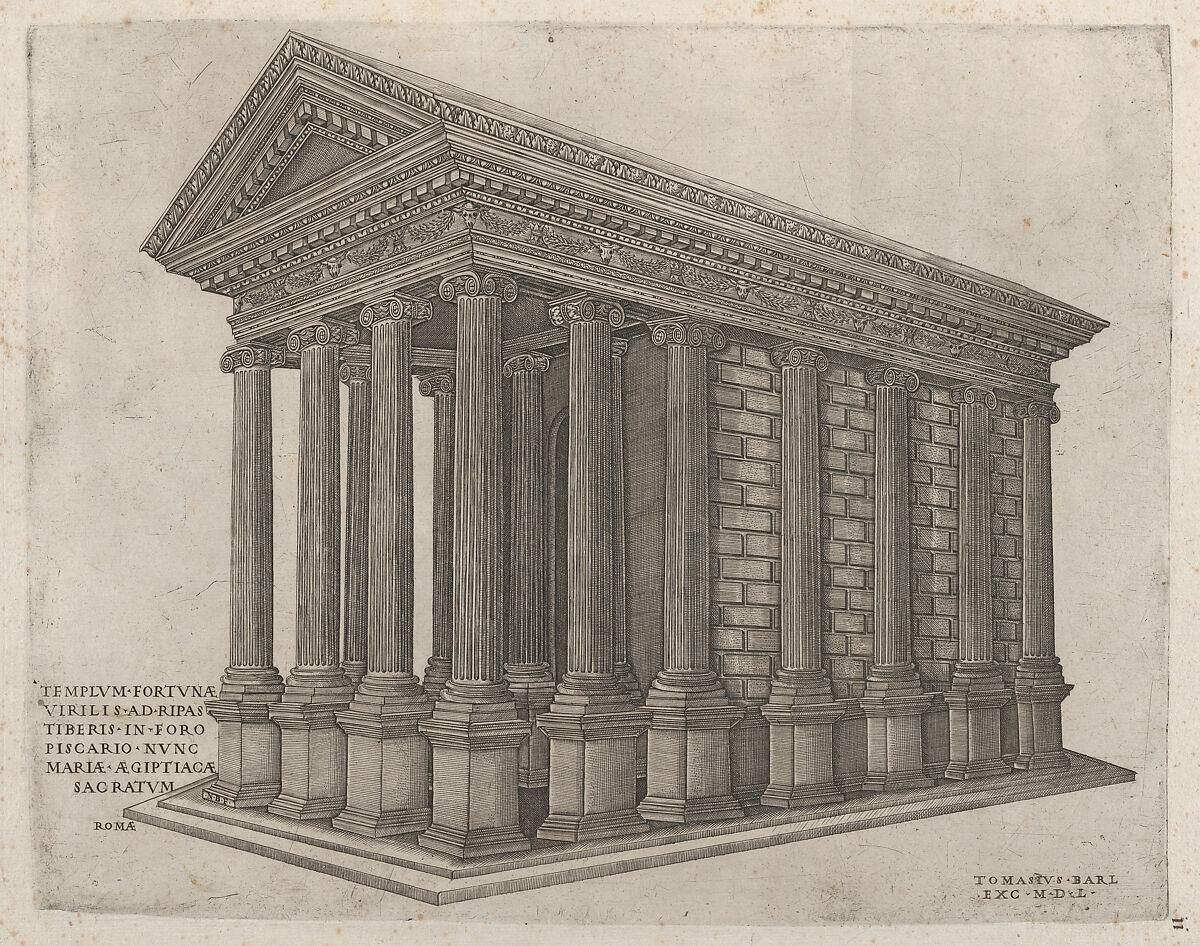 The Temple of Fortune in Rome, from "Speculum Romanae Magnificentiae", Nicolas Beatrizet (French, Lunéville 1515–ca. 1566 Rome (?)), Engraving 