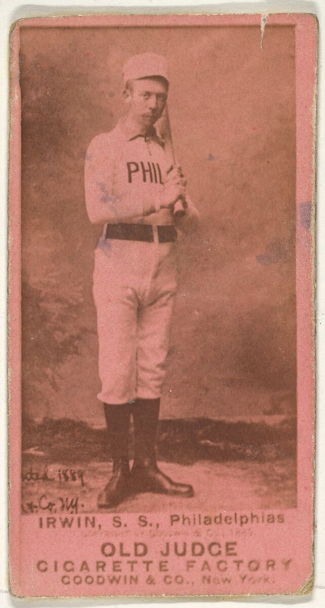 Arthur Albert "Doc" Irwin, Shortstop, Philadelphia, from the Old Judge series (N172) for Old Judge Cigarettes, Issued by Goodwin &amp; Company, Albumen photograph 