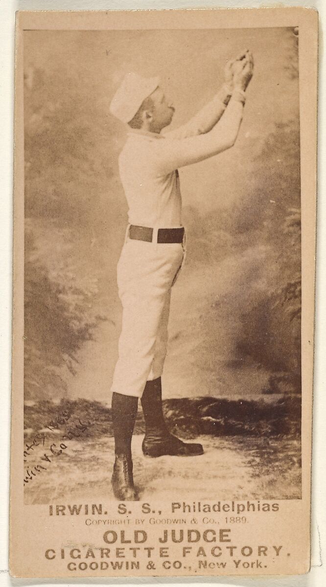 Arthur Albert "Doc" Irwin, Shortstop, Philadelphia, from the Old Judge series (N172) for Old Judge Cigarettes, Issued by Goodwin &amp; Company, Albumen photograph 