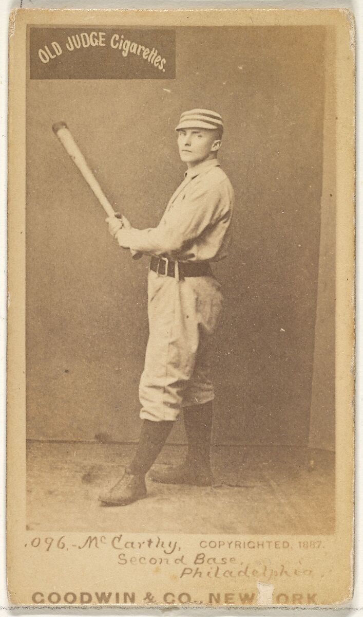 Thomas Francis Michael "Tommy" McCarthy, 2nd Base, Philadelphia, from the Old Judge series (N172) for Old Judge Cigarettes, Issued by Goodwin &amp; Company, Albumen photograph 
