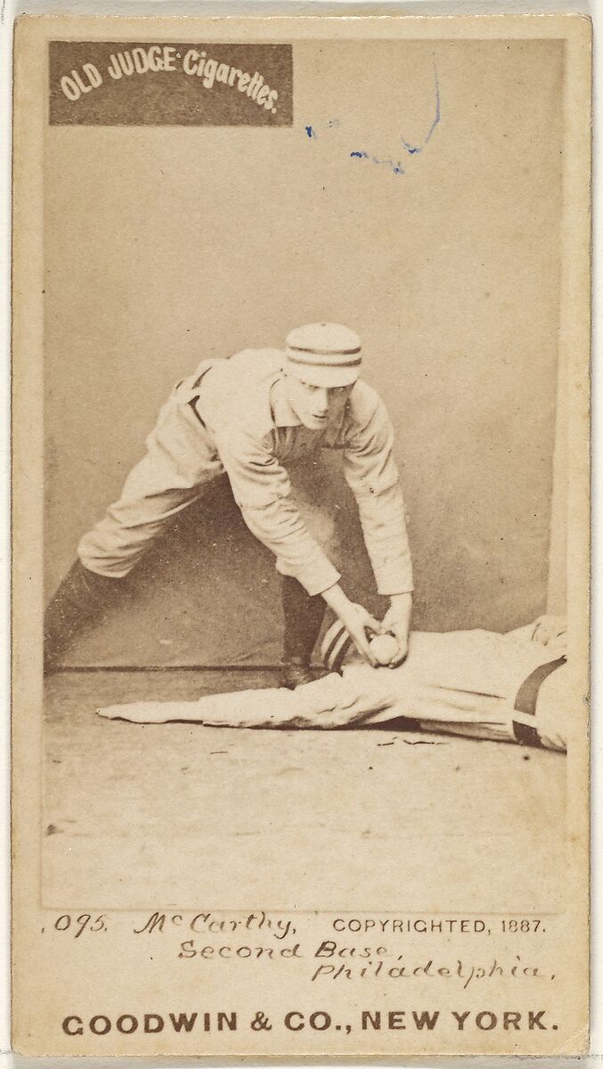 Thomas Francis Michael "Tommy" McCarthy, 2nd Base, Philadelphia, from the Old Judge series (N172) for Old Judge Cigarettes, Issued by Goodwin &amp; Company, Albumen photograph 