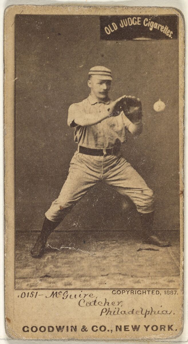 James Thomas "Deacon" McGuire, Catcher, Philadelphia, from the Old Judge series (N172) for Old Judge Cigarettes, Issued by Goodwin &amp; Company, Albumen photograph 