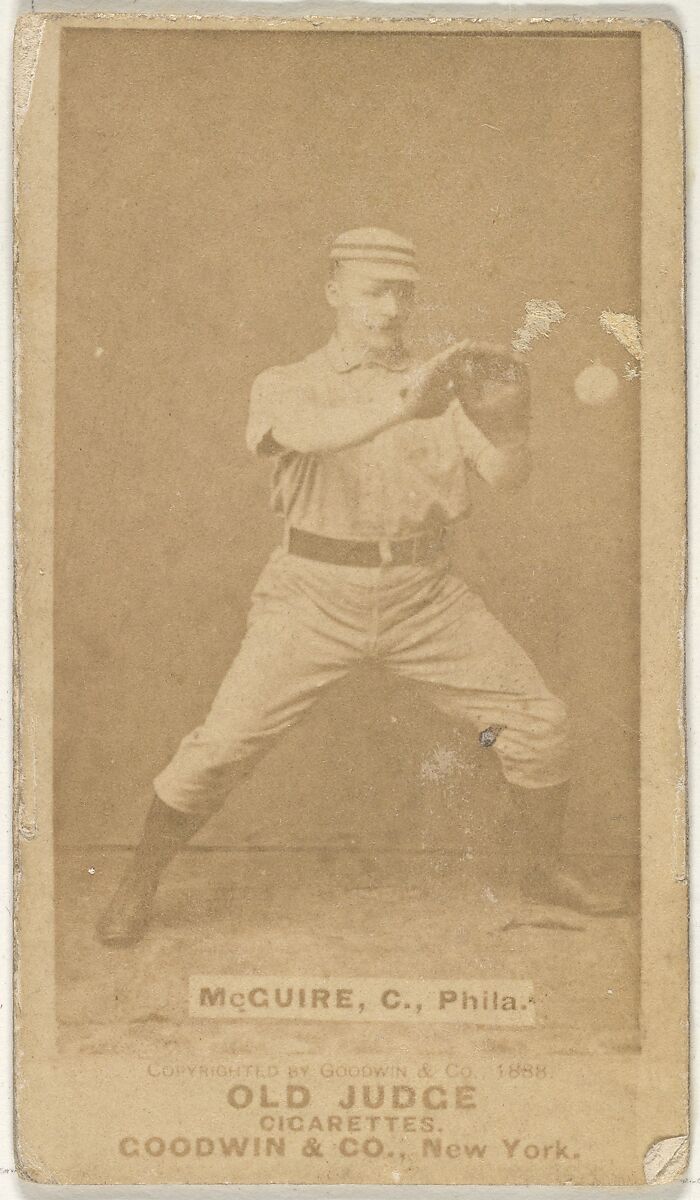 James Thomas "Deacon" McGuire, Catcher, Philadelphia, from the Old Judge series (N172) for Old Judge Cigarettes, Issued by Goodwin &amp; Company, Albumen photograph 