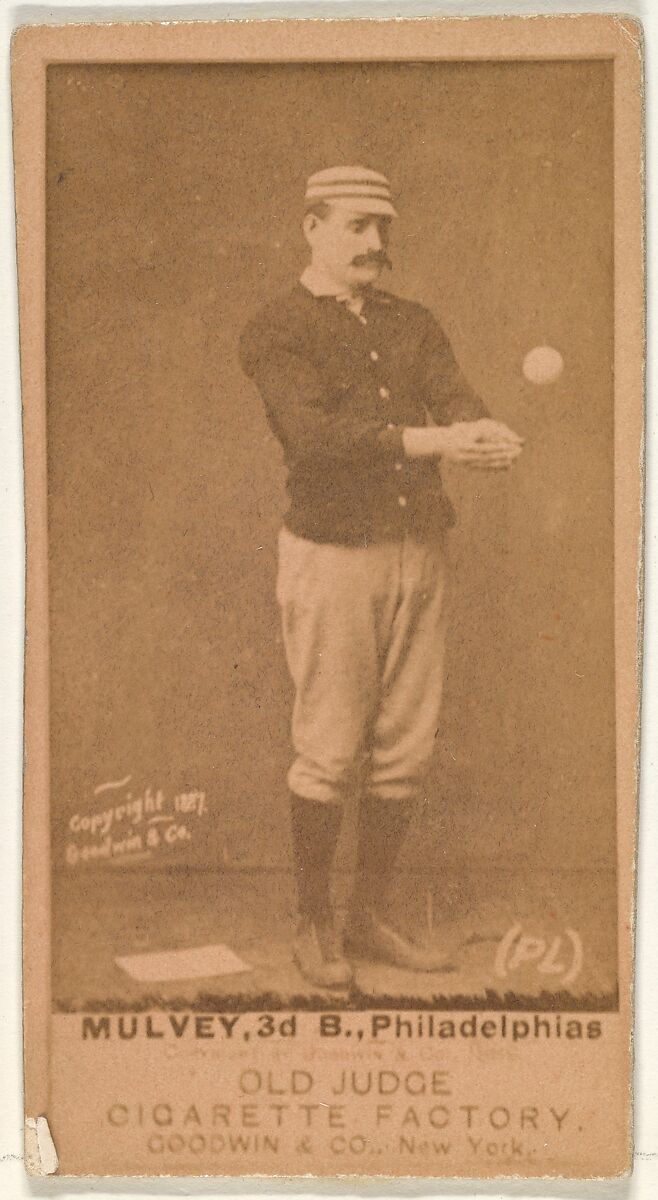 Joseph H. "Joe" Mulvey, 3rd Base, Philadelphia, from the Old Judge series (N172) for Old Judge Cigarettes, Issued by Goodwin &amp; Company, Albumen photograph 