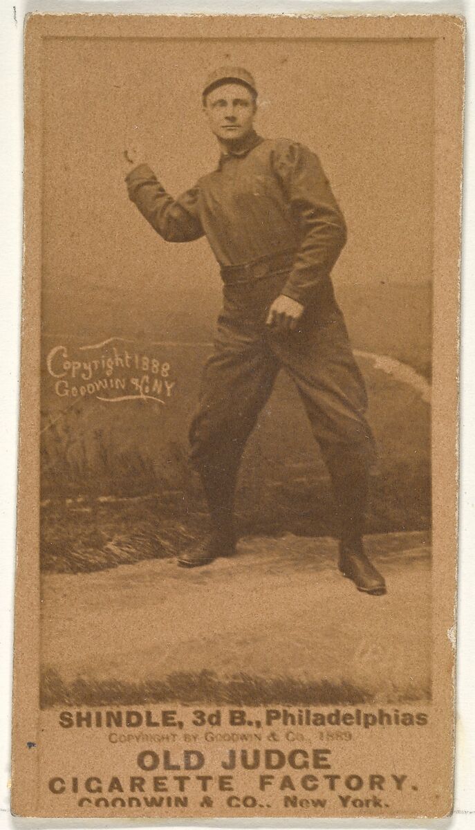William D. "Billy" Shindle, 3rd Base, Philadelphia, from the Old Judge series (N172) for Old Judge Cigarettes, Issued by Goodwin &amp; Company, Albumen photograph 