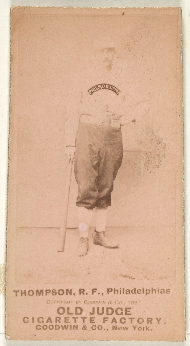 Thompson, Right Field, Philadelphia, from the Old Judge series (N172) for Old Judge Cigarettes, Issued by Goodwin &amp; Company, Albumen photograph 