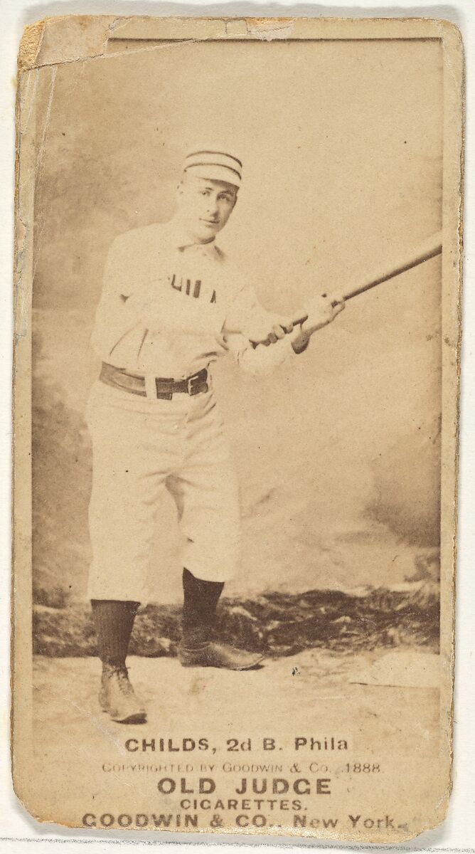 Clarence Algernon "Cupid" Childs, 2nd Base, Philadelphia, from the Old Judge series (N172) for Old Judge Cigarettes, Issued by Goodwin &amp; Company, Albumen photograph 