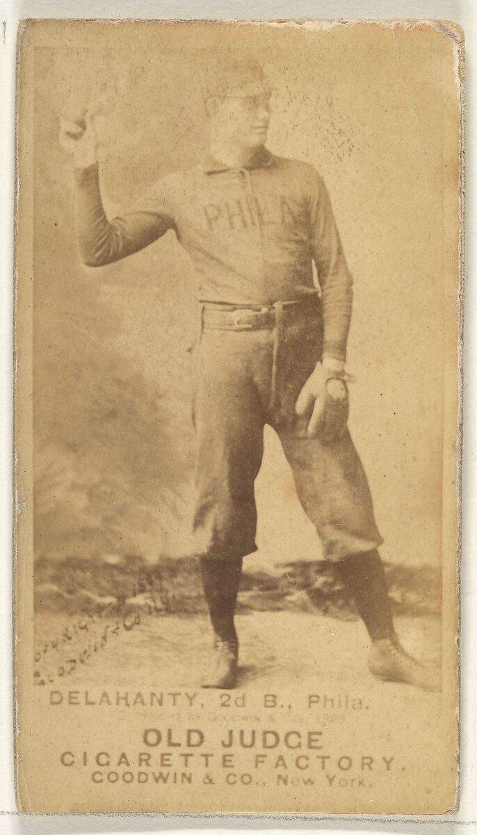 Edward James "Big Ed" Delahanty, 2nd Base, Philadelphia, from the Old Judge series (N172) for Old Judge Cigarettes, Issued by Goodwin &amp; Company, Albumen photograph 