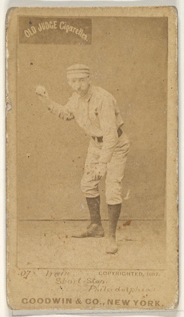 Arthur Albert "Doc" Irwin, Shortstop, Philadelphia, from the Old Judge series (N172) for Old Judge Cigarettes, Issued by Goodwin &amp; Company, Albumen photograph 