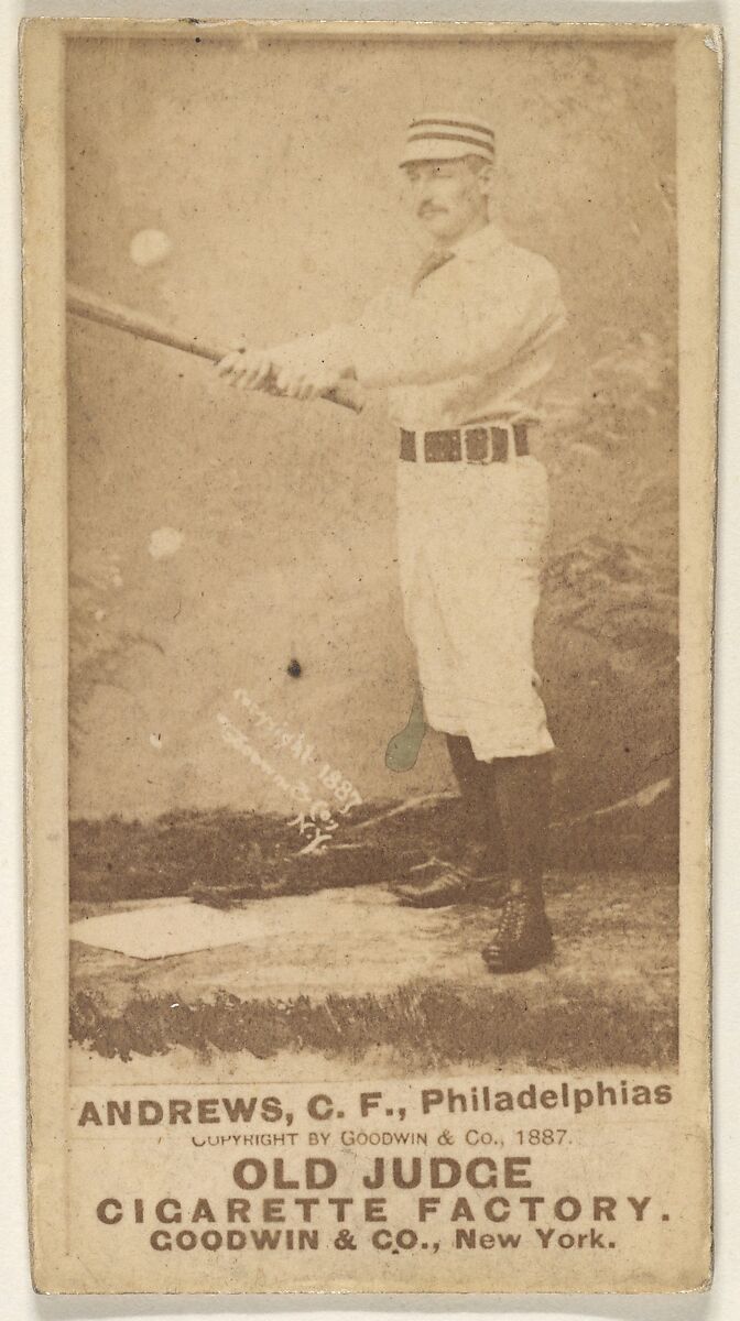 George Edward "Ed" Andrews, Center Field, Philadelphia, from the Old Judge series (N172) for Old Judge Cigarettes, Issued by Goodwin &amp; Company, Albumen photograph 
