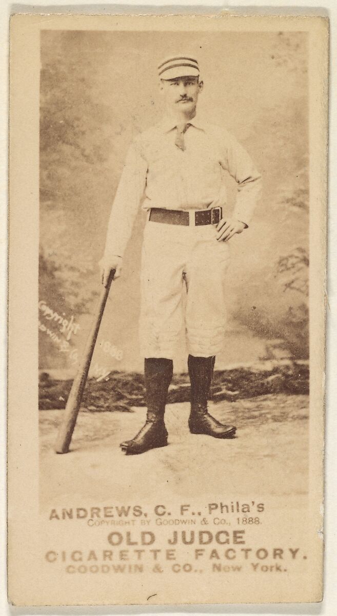 George Edward "Ed" Andrews, Center Field, Philadelphia, from the Old Judge series (N172) for Old Judge Cigarettes, Issued by Goodwin &amp; Company, Albumen photograph 