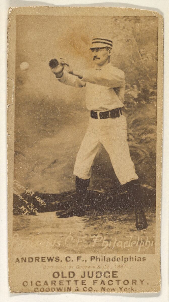 George Edward "Ed" Andrews, Center Field, Philadelphia, from the Old Judge series (N172) for Old Judge Cigarettes, Issued by Goodwin &amp; Company, Albumen photograph 