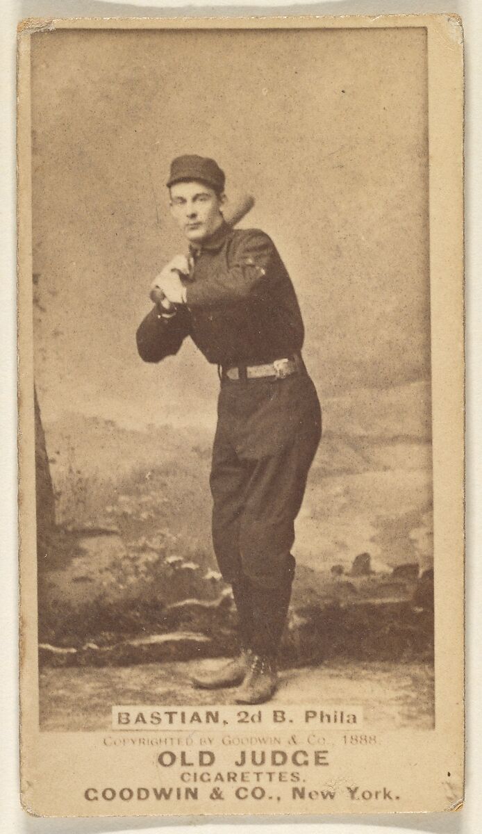 Charlie Bastian, 2nd Base, Philadelphia, from the Old Judge series (N172) for Old Judge Cigarettes, Issued by Goodwin &amp; Company, Albumen photograph 