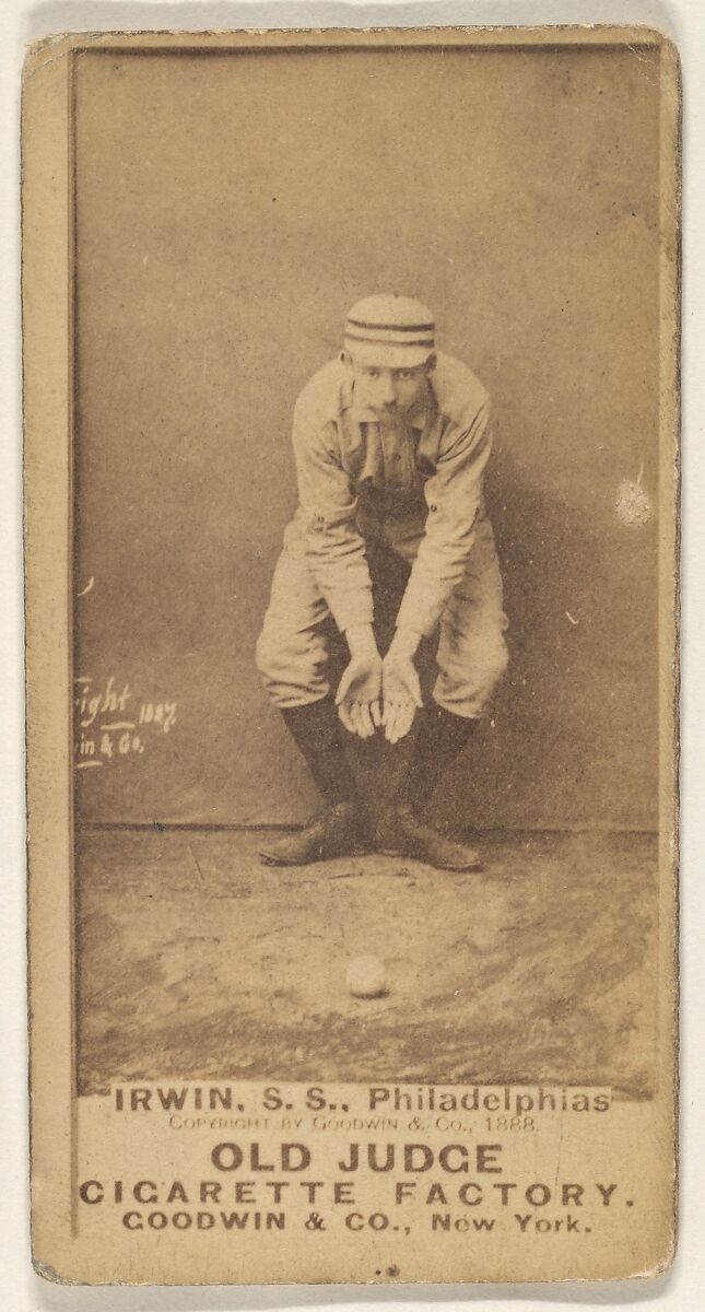 Arthur Albert "Doc" Irwin, Shortstop, Philadelphia, from the Old Judge series (N172) for Old Judge Cigarettes, Issued by Goodwin &amp; Company, Albumen photograph 