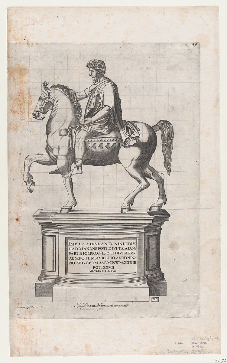 Marcus Aurelius, from "Speculum Romanae Magnificentiae", Attributed to Cornelis Bos (Netherlandish, Hertogenbosch ca. 1510?–before 1556 Groningen), Engraving 