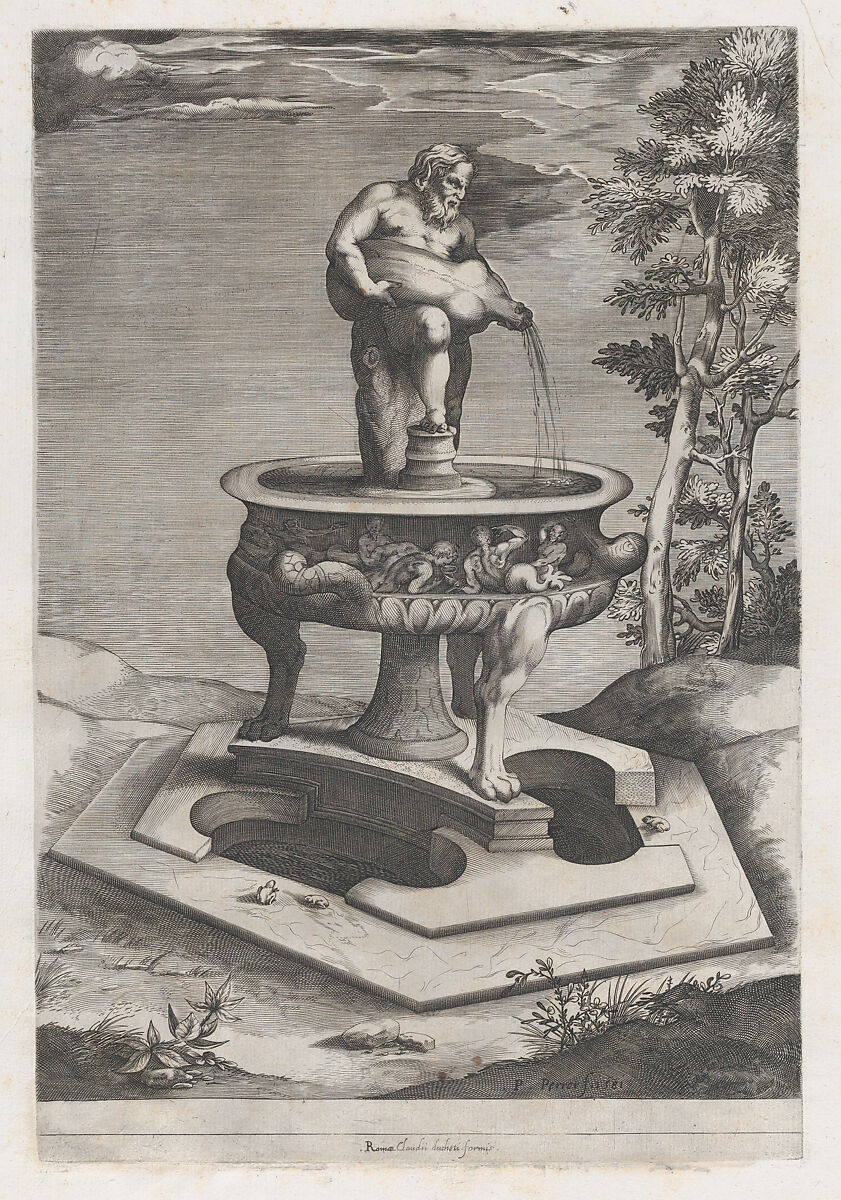A Fountain and Basin, from "Speculum Romanae Magnificentiae", Pieter Perret (Netherlandish, 1555–1639), Engraving and etching 
