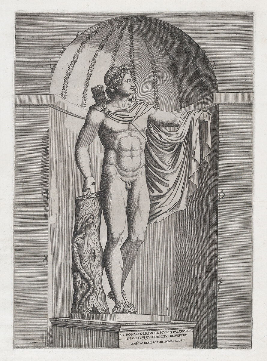 Apollo Belvedere, from "Speculum Romanae Magnificentiae", After Marcantonio Raimondi (Italian, Argini (?) ca. 1480–before 1534 Bologna (?)), Engraving 