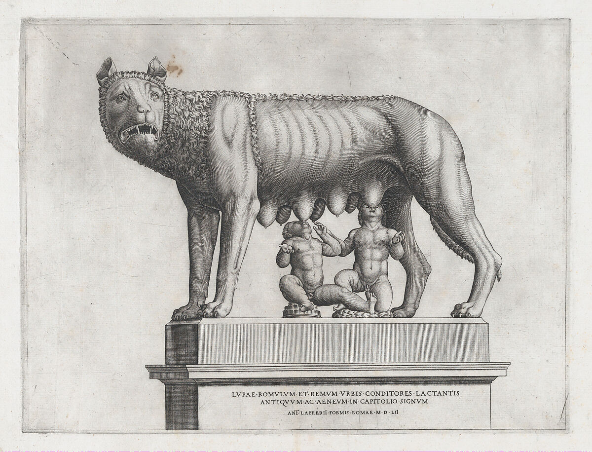 Romulus and Remus, from "Speculum Romanae Magnificentiae", Anonymous, Engraving 