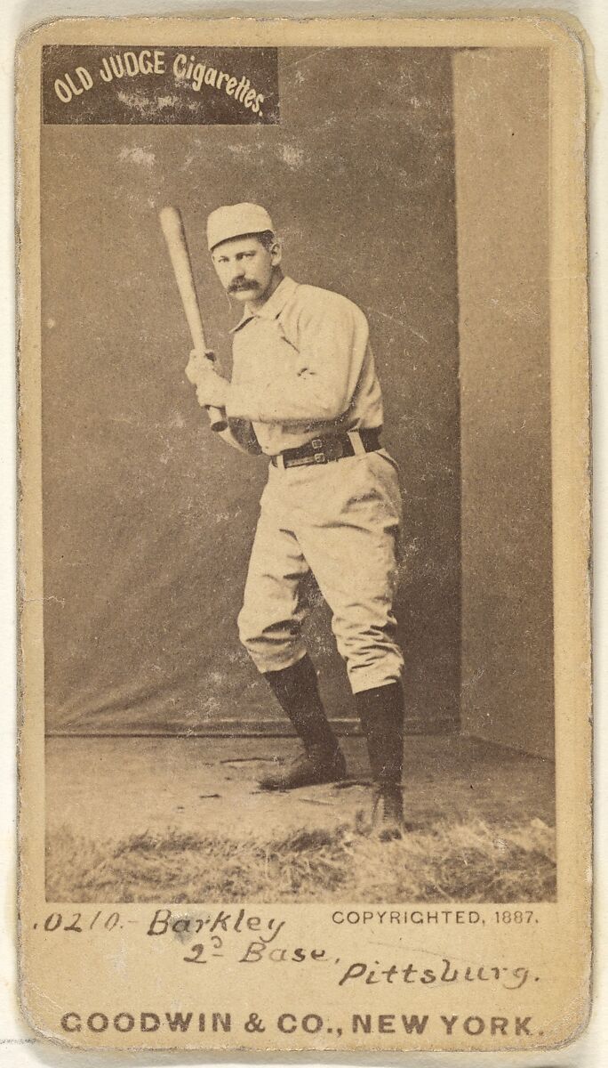 Sam Barkley, 2nd Base, Pittsburgh, from the Old Judge series (N172) for Old Judge Cigarettes, Issued by Goodwin &amp; Company, Albumen photograph 